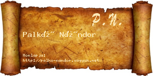 Palkó Nándor névjegykártya
