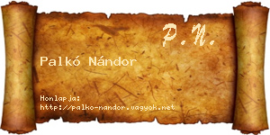 Palkó Nándor névjegykártya